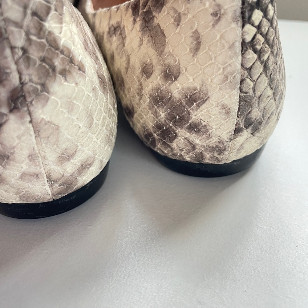 AGL Snake Print Ballet Flats Shoes Leather Pointed Toe Slip On Silver Hardware 7 - Picture 5 of 9
